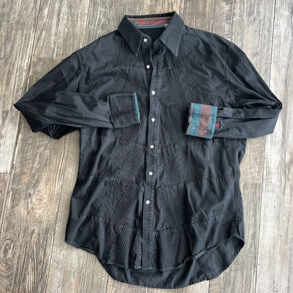 Robert Graham Shirt Men’s  Size Medium Black Button Up Long Sleeve Flip‎ Cuff K1 - Picture 1 of 10